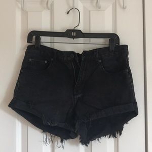 DENIM COLAB || Black Distressed Shorts